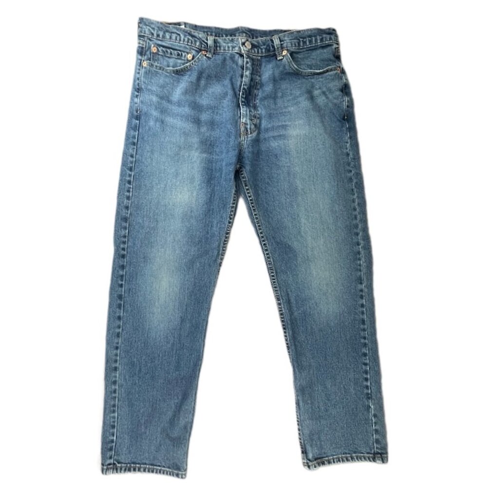 Levi's 505 Jeans Mens 38x30 Blue Regular Fit Stretch Medium Wash Straight Leg